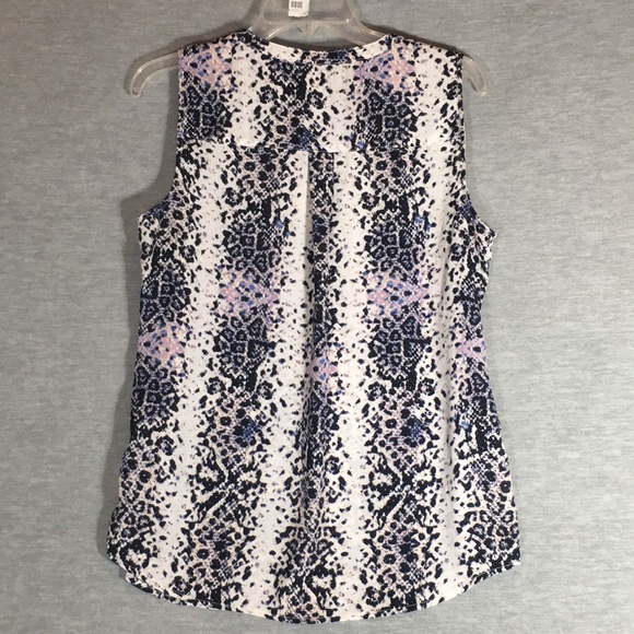 ADRIANNA PAPELL Animal Print Long Line Cool Comfy V-Neck Yoke Back Versatile - Picture 2 of 15